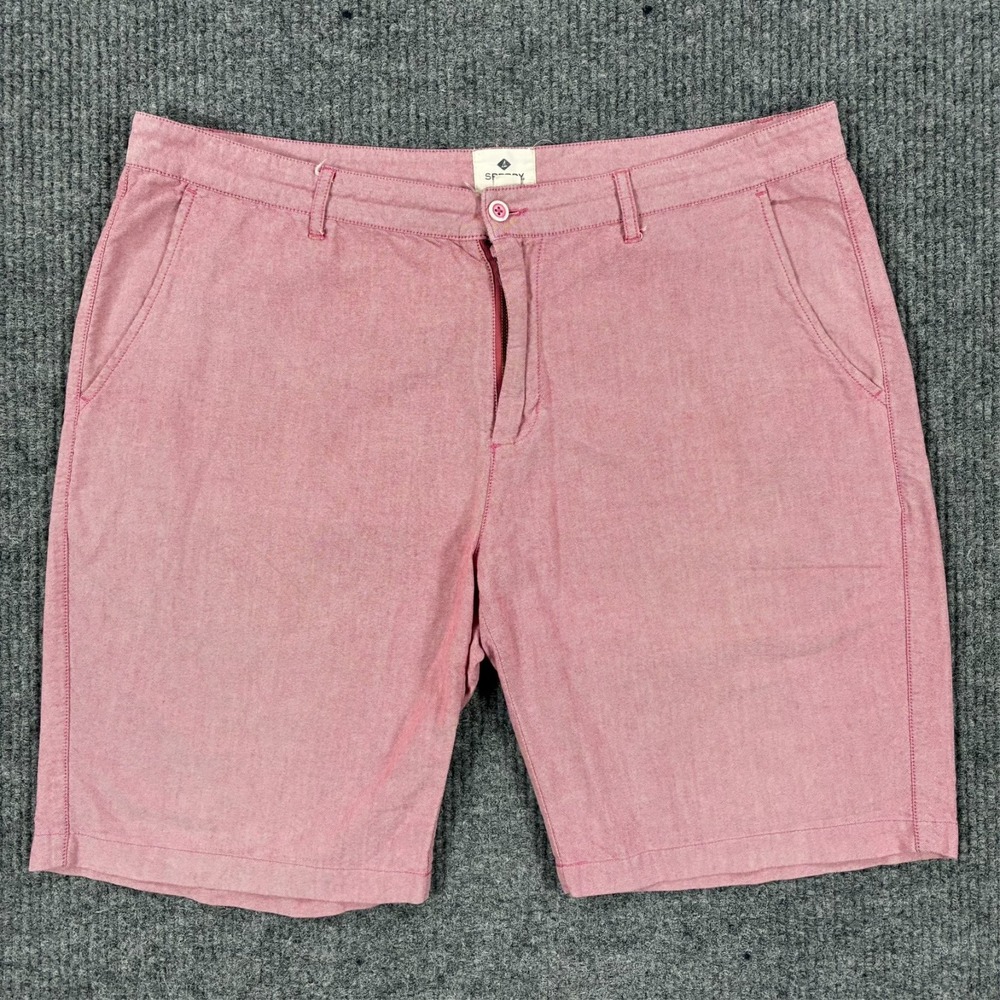 Sperry Pink Flat Front‎ Shorts Mens Size 38 Cotton Casual Preppy Summer Mid Rise